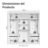 Clóset Matrimonial 3 Puertas Corredera con Espejo Blanco Reno