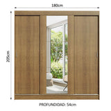 Clóset Matrimonial Reno 3 Puertas Corredizas 1 con Espejo - Marron