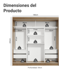 Clóset Matrimonial 180 cm 3 Puertas Corredizas Con 2 Espejos Marrón Reno Madesa