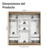 Clóset Matrimonia 3 Puertas Corredizas 2 con Espejos Marron Reno