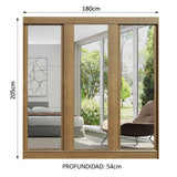 Clóset Matrimonial Reno 3 Puertas Corredizas con Espejos - Marron
