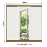 Clóset Matrimonial Reno 3 Puertas Corredizas 1 con Espejo - Marron/Blanco