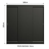 Clóset Matrimonial Reno 3 Puertas Correderas Negro