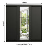 Clóset Matrimonial Reno 3 Puertas Correderas con Espejo Negro