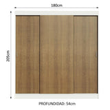 Clóset Matrimonial Reno 3 Puertas Corredizas Y 4 Cajones - Blanco/Marron