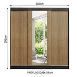 Clóset Matrimonial Reno 3 Puertas Correderas con Espejo Negro/Marrón