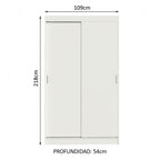 Clóset Soltero 109 cm 2 Puertas Corredizas 2 Cajones Blanco Tokio Madesa