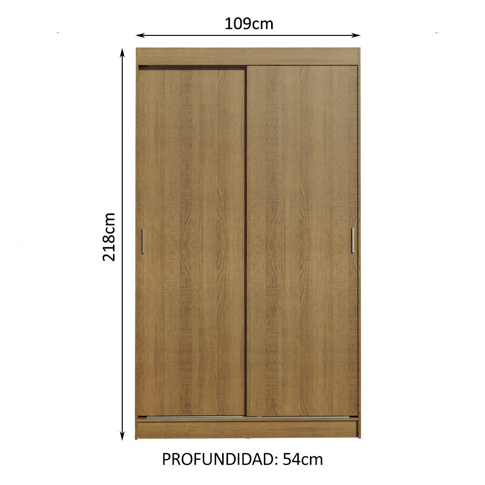 Clóset Soltero Tokio 2 Puertas Correderas 2 Cajones Marrón