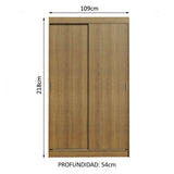 Clóset Soltero Tokio 2 Puertas Correderas 2 Cajones Marrón