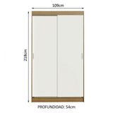 Clóset Soltero Tokio 2 Puertas Correderas 2 Cajones Marrón/Blanco