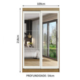 Clóset Soltero Tokio 2 Puertas Correderas con Espejos 2 Cajones Marrón/Blanco