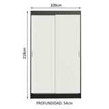 Clóset Soltero Tokio 2 Puertas Correderas 2 Cajones Negro/Blanco