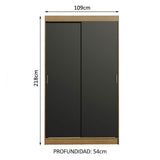 Clóset Soltero Tokio 2 Puertas Correderas 2 Cajones Marrón/Negro