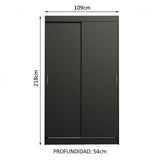 Clóset Soltero Tokio 2 Puertas Correderas 2 Cajones Negro
