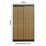 Clóset Soltero Tokio 2 Puertas Correderas 2 Cajones Negro/Marrón