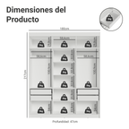 Clóset Matrimonial 180 cm 6 Puertas Con 2 Espejos Blanco/Negro Venus Madesa