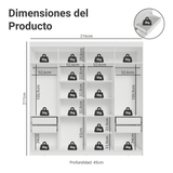 Clóset Matrimonial Venus 216 cm Sin Puertas 4 Cajones Blanco