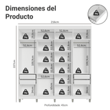Clóset Matrimonial Venus 216 cm Sin Puertas con Patas 4 Cajones Blanco