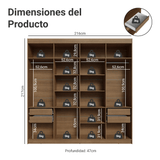 Clóset Matrimonial Venus 8 Puertas Batientes con Espejo Marrón/Negro/Negro