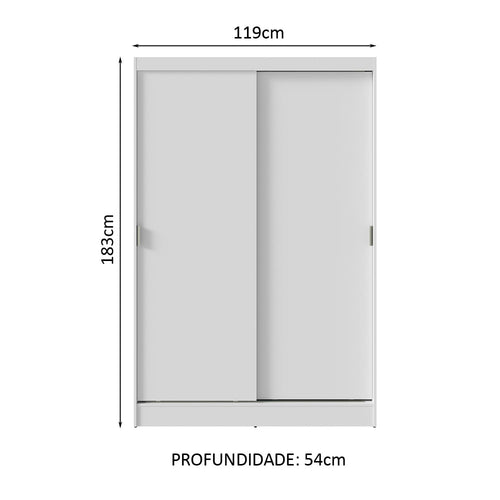Clóset Soltero 119 cm 2 Puertas Corredizas Blanco Max Madesa