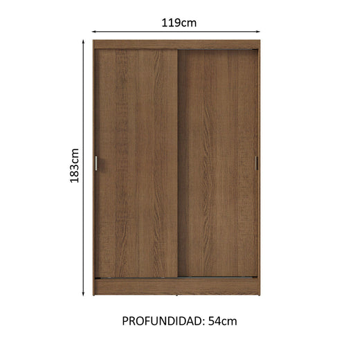 Clóset Soltero 119 cm 2 Puertas Corredizas Marrón Max Madesa