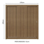Clóset Matrimonial 170 cm 3 Puertas Corredizas 2 Cajones Marrón Sublime Madesa