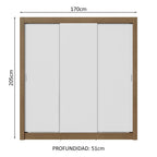 Clóset Matrimonial 170 cm 3 Puertas Corredizas 2 Cajones Marrón/Blanco Sublime Madesa