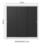 Clóset Matrimonial 170 cm 3 Puertas Corredizas 2 Cajones Blanco/Negro Sublime Madesa