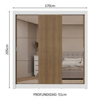 Clóset Matrimonial 170 cm 3 Puertas Corredizas Con 2 Espejos 2 Cajones Blanco/Marrón Sublime Madesa