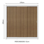 Clóset Matrimonial 170 cm 3 Puertas Corredizas 2 Cajones Blanco/Marrón Sublime Madesa