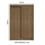 Clóset Soltero 117 cm 2 Puertas Corredizas Marrón Milano Madesa