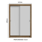 Clóset Soltero 117 cm 2 Puertas Corredizas Marrón/Blanco Milano Madesa