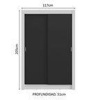 Clóset Soltero 117 cm 2 Puertas Corredizas Blanco/Negro Milano Madesa