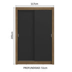 Clóset Soltero 117 cm 2 Puertas Corredizas Marrón/Negro Milano Madesa