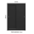 Clóset Soltero 117 cm 2 Puertas Corredizas Negro Milano Madesa