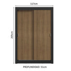 Clóset Soltero 117 cm 2 Puertas Corredizas Negro/Marrón Milano Madesa