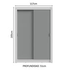 Clóset Soltero 117 cm 2 Puertas Corredizas Blanco/Gris Milano Madesa