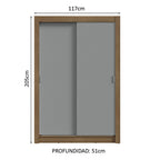 Clóset Soltero 117 cm 2 Puertas Corredizas Marrón/Gris Milano Madesa