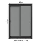 Clóset Soltero 117 cm 2 Puertas Corredizas Negro/Gris Milano Madesa