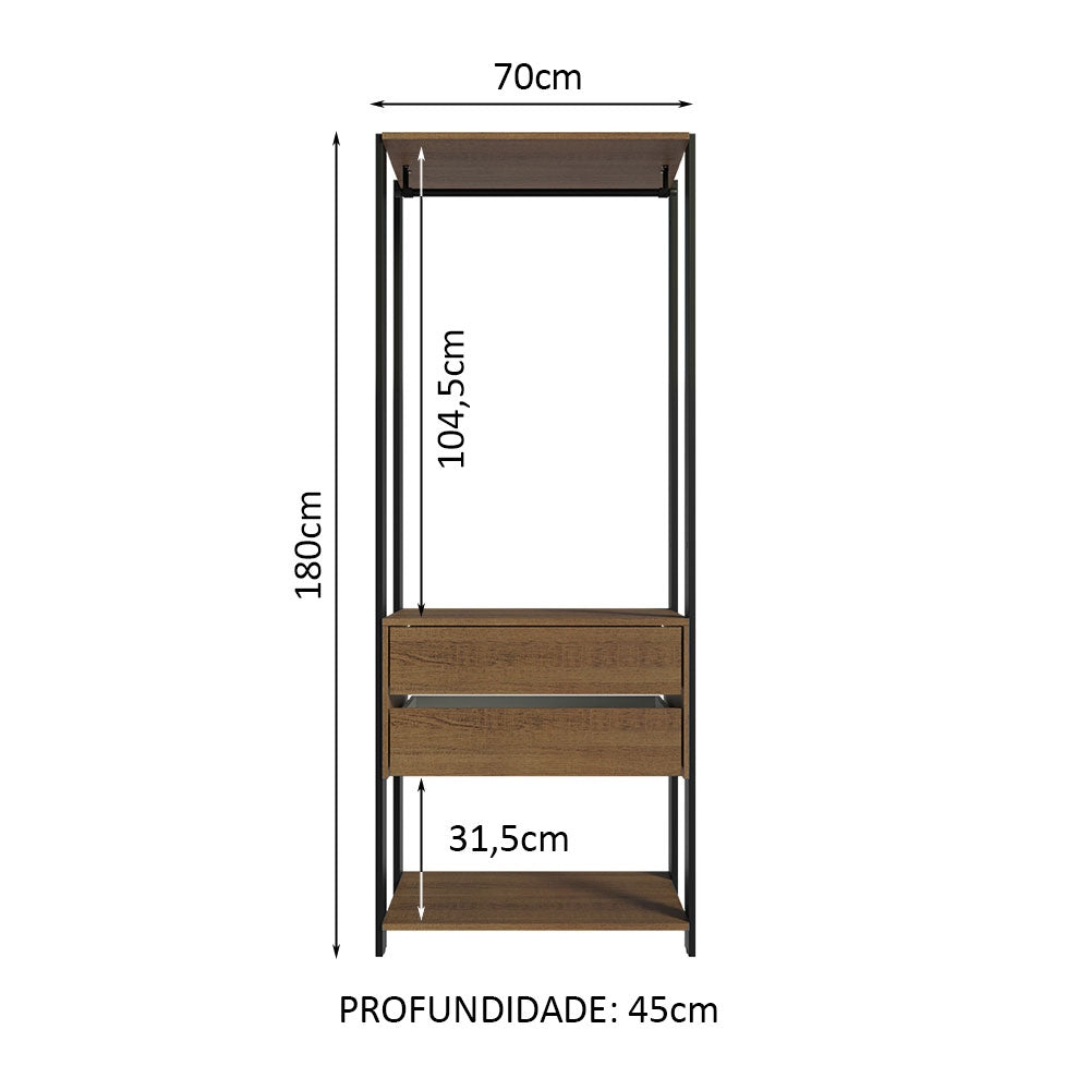 Clóset Modular Valencia 2 Cajones 70cm Marrón/Negro Madesa