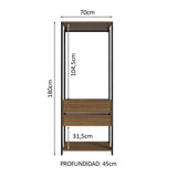 Clóset Modular Valencia 2 Cajones 70cm Marrón/Negro