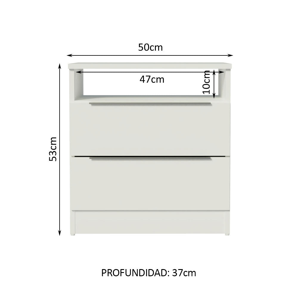 Buró Mesa de Noche con 2 Cajones Blanco