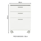Cajonera Organizadora de Escritorio 3322 Madesa 3 Cajones y Ruedas - Blanco