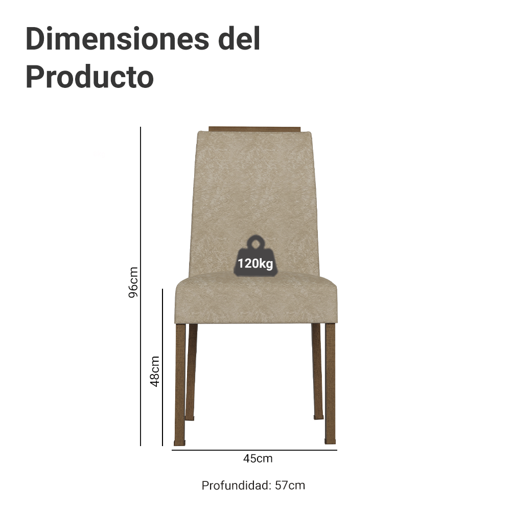 Combo 2 Sillas de Comedor 4255 con Detalle Amaderado Marrón/Imperial Madesa