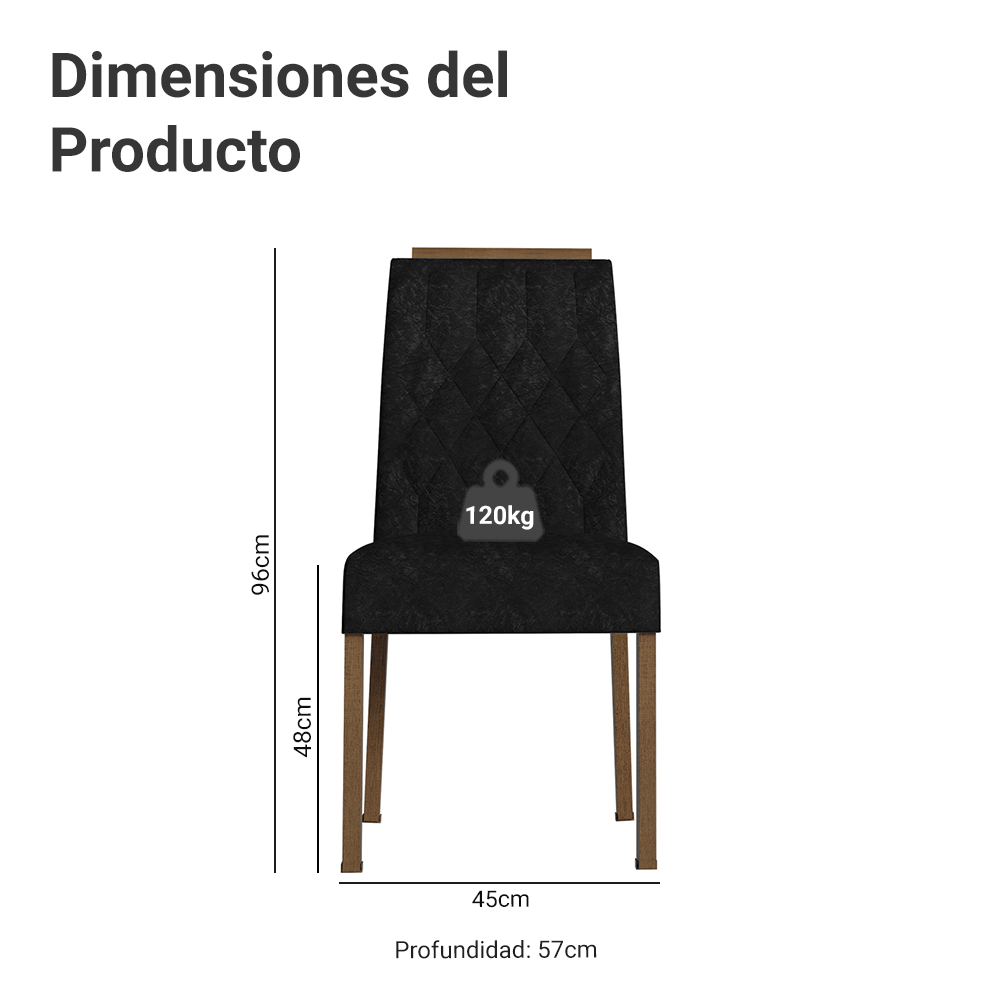 Combo 2 Sillas de Comedor 4256 con Detalle Amaderado Marrón/Oxford Madesa