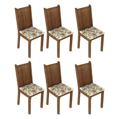 Kit 6 Sillas de Comedor Marrón/Lírio Madesa