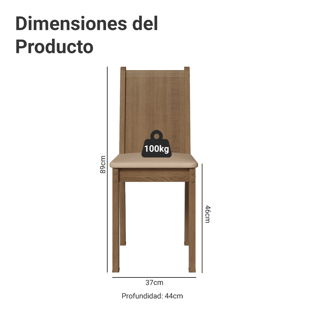 Juego de 6 Sillas 4290 Marrón/Sintético Beige