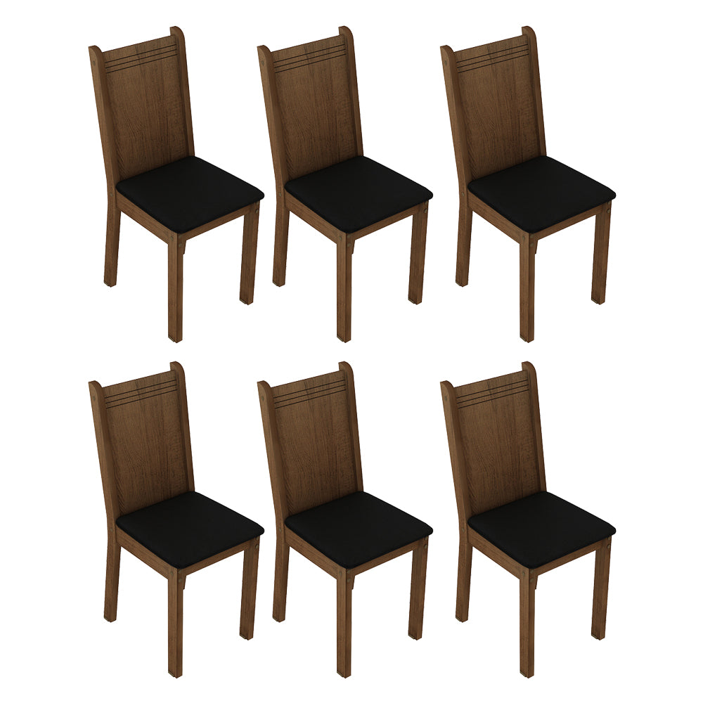 Juego de 6 Sillas para Comedor 4290 Marrón/Crema/Negro
