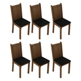Juego de 6 Sillas para Comedor 4290 Marrón/Crema/Negro