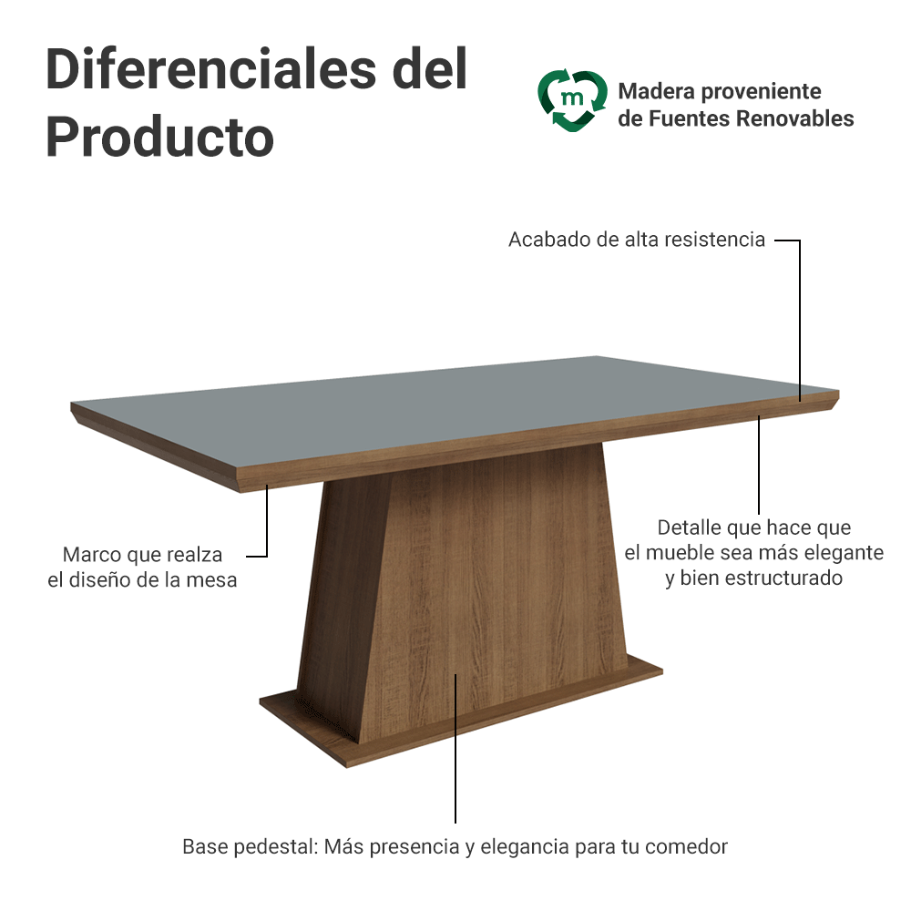 Mesa de Comedor 160 cm Marrón/Gris Madesa